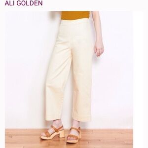 Ali Golden Women's Cream Straight Leg Pants side zip xs cotton